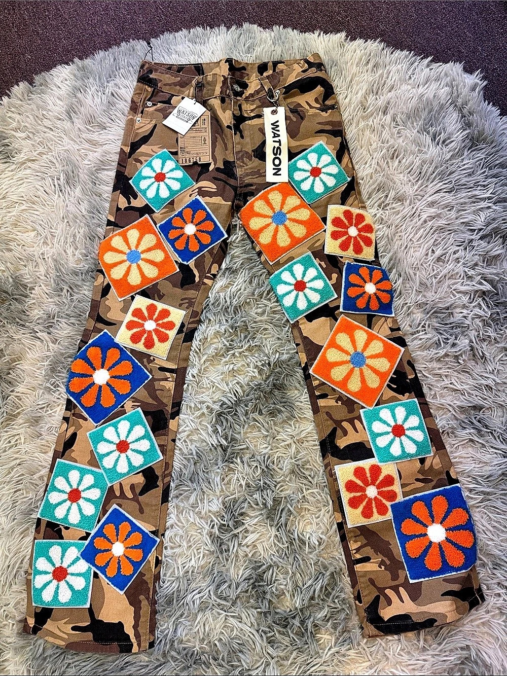WATSON Women's Camo Patchwork Jeans